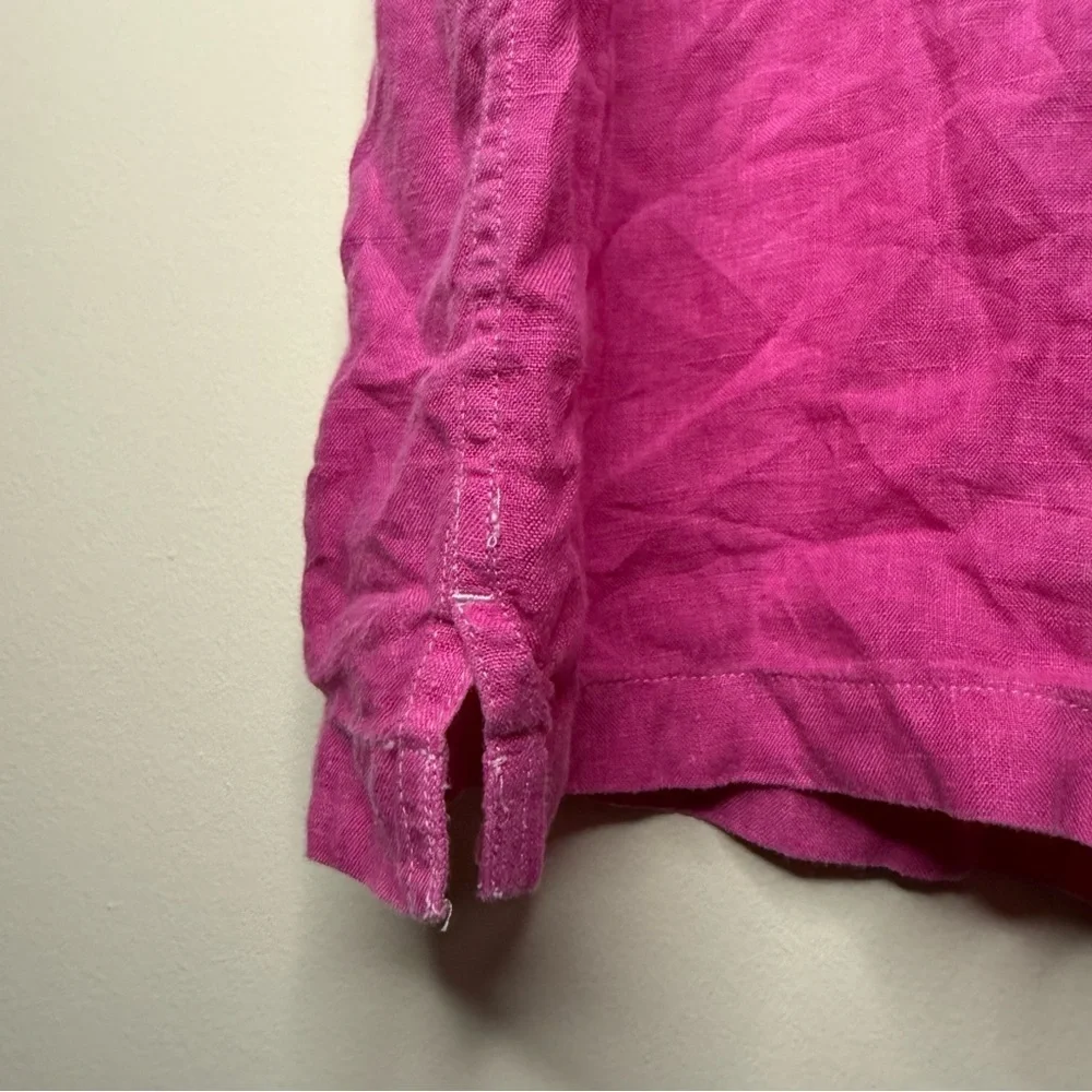 J. CREW 100% Irish Linen Bright Pink Short Sleeve Beachy Buttondown Shirt - Picture 3 of 7